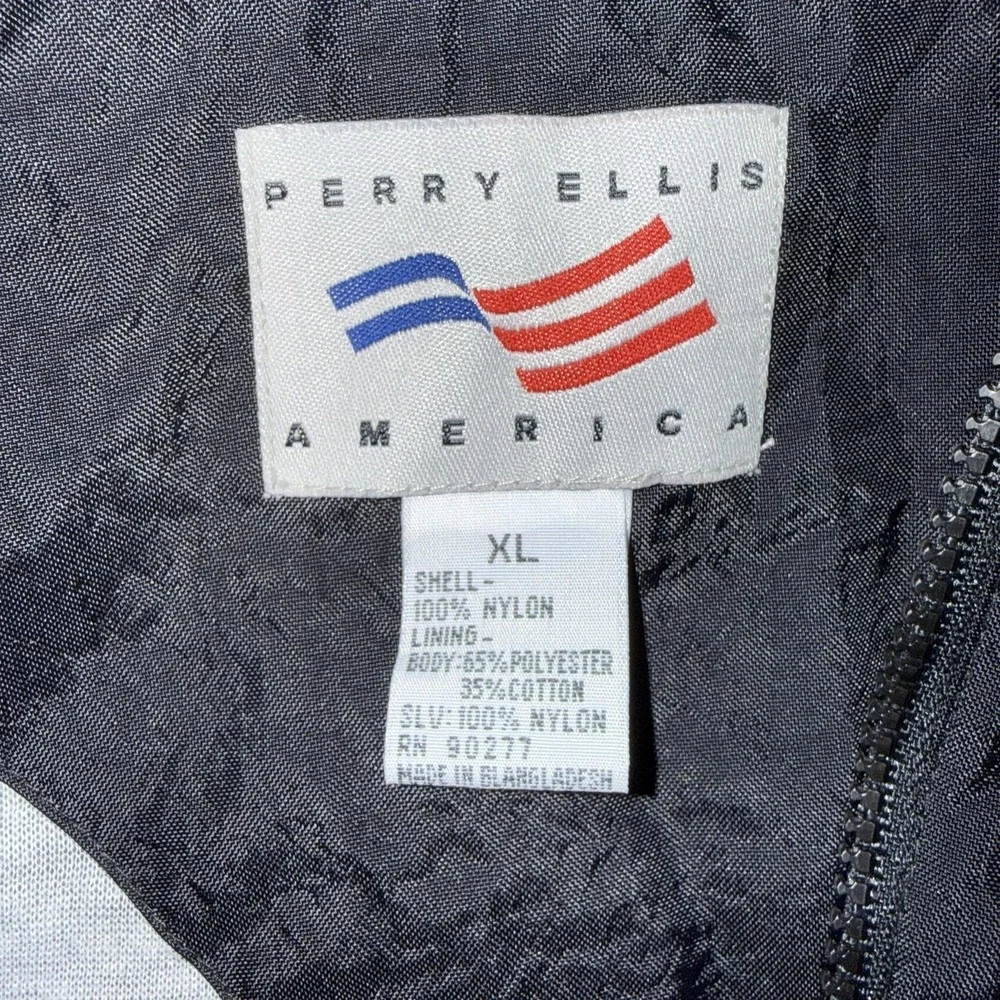 Perry Ellis America Jacket Mens XL Black Nylon Windbreaker Patriotic Logo